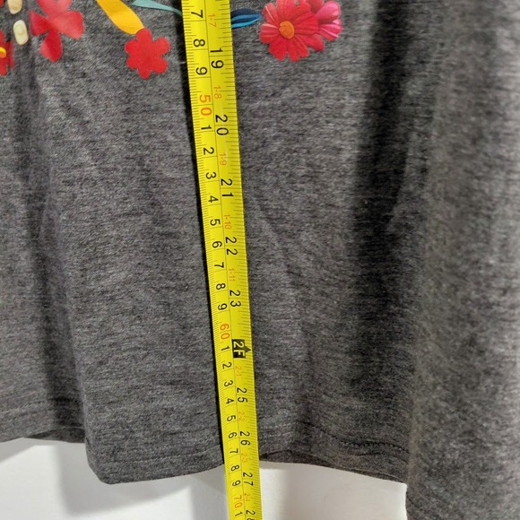 Flamingals Women's Long Sleeve Dark Gray Floral Print T Shirt Top Size L - Picture 9 of 9
